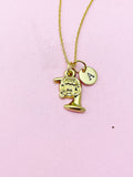Gold French Horn Charm Necklace, N5730