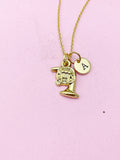 Gold French Horn Charm Necklace, N5730