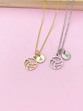 Gold or Silver Volleyball Number Charm Necklace, N5732A