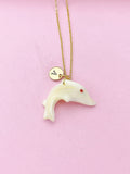 Gold or Silver Dolphin Charm Necklace, Shell Jewelry, N5734