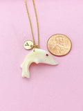 Gold or Silver Dolphin Charm Necklace, Shell Jewelry, N5734