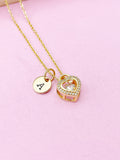 Gold Heart Charm Necklace, Heart Cubic Zirconia Jewelry Gifts, N5737