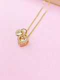 Gold Heart Charm Necklace, Heart Cubic Zirconia Jewelry Gifts, N5737