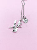 Silver Ski Charm Necklace, Winter Sport Jewelry Gifts, N5739