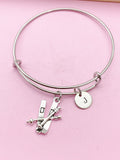 Silver Ski Charm Bracelet, Winter Sport Jewelry Gifts, N5739A