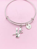 Silver Ski Charm Bracelet, Winter Sport Jewelry Gifts, N5739A