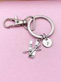 Silver Ski Charm Keychain, Ski Winter Sport Jewelry Gifts, N5739B