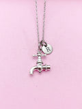 Silver Faucet Charm Necklace, Kitchen Faucet Sink Plumber Gifts, N5741