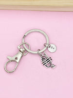 Silver Baritone Charm Keychain, High School Senior Marching Band Jewelry Gift, N5743