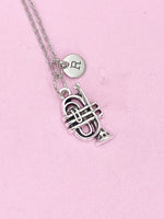 Silver Baritone Charm Necklace, High School Senior Marching Band Jewelry Gift, N5743B