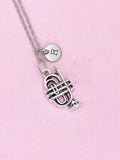 Silver Baritone Charm Necklace, High School Senior Marching Band Jewelry Gift, N5743B