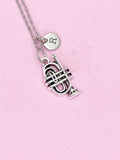 Silver Baritone Charm Necklace, High School Senior Marching Band Jewelry Gift, N5743B
