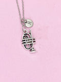 Silver Baritone Charm Necklace, High School Senior Marching Band Jewelry Gift, N5743B