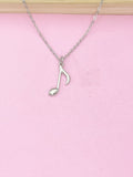 Silver Music Note Charm Necklace, N4093