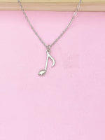 Silver Music Note Charm Necklace, N4093