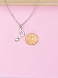 Silver Music Note Charm Necklace, N4093