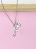 Silver Music Note Charm Necklace, Gold option, N4092