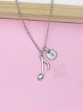 Silver Music Note Charm Necklace, Gold option, N4092