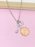 Silver Music Note Charm Necklace, Gold option, N4092