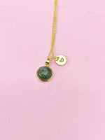 Gold Indian Agate Necklace, Natural Gemstone Jewelry N3377