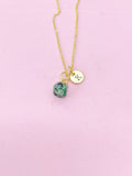 Gold Ruby in Zoisite Necklace, Natural Gemstone Jewelry N4263