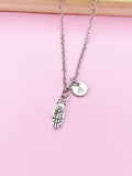 Silver Buddha Palm Hand with Lotus Charm Necklace, New Year Buddhist Jewelry Gift, N5744