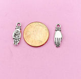 Silver Buddha Palm Hand with Lotus Charm Necklace, New Year Buddhist Jewelry Gift, N5744