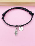 Silver Buddha Palm Hand with Lotus Charm Bracelet, Peace Jewelry Gift, N5744C