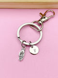Silver Buddha Palm Hand with Lotus Charm Keychain, New Year Buddhist Jewelry Gift, N5744D
