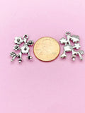 Silver Cherry Blossom Branch Charm Bracelet, Peach Blossom Flower Jewelry Gift, N5745