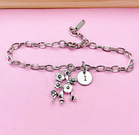 Silver Cherry Blossom Branch Charm Bracelet, Peach Blossom Flower Jewelry Gift, N5745B