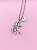 Silver Cherry Blossom Branch Charm Necklace, Peach Blossom Flower Jewelry Gift, N5745D