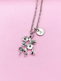 Silver Cherry Blossom Branch Charm Necklace, Peach Blossom Flower Jewelry Gift, N5745D