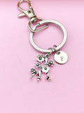 Silver Cherry Blossom Branch Charm Keychain, Peach Blossom Flower Jewelry Gift, N5745E
