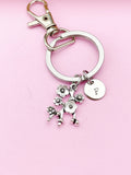 Silver Cherry Blossom Branch Charm Keychain, Peach Blossom Flower Jewelry Gift, N5745E