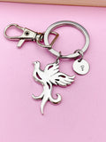 Silver Phoenix Charm Keychain, Phoenix Bird Jewelry Gift, N5746