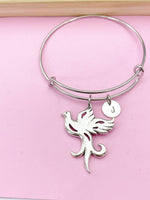 Silver Phoenix Charm Bracelet, Phoenix Bird Jewelry Gift, N5746B