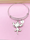 Silver Phoenix Charm Bracelet, Phoenix Bird Jewelry Gift, N5746B