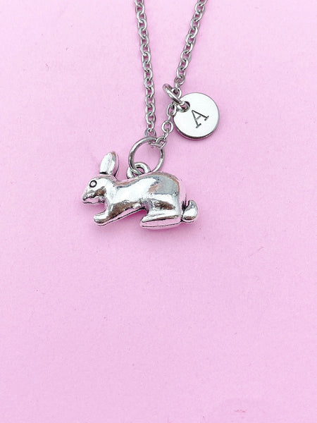 Silver Rabbit Charm Necklace, Rabbit Animal Charm, Farmer Pet Jewelry Gift, N5747