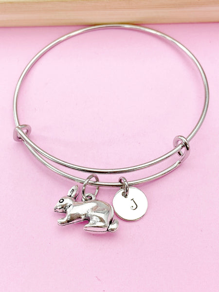 Silver Rabbit Charm Bracelet, Rabbit Animal Charm, Farmer Pet Jewelry Gift, N5747B