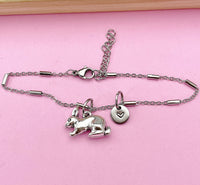 Silver Rabbit Charm Bracelet, Rabbit Animal Charm, Farmer Pet Jewelry Gift, N5747C