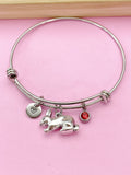 Silver Rabbit Charm Bracelet, Rabbit Animal Charm, Farmer Pet Jewelry Gift, N5747E