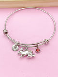 Silver Rabbit Charm Bracelet, Rabbit Animal Charm, Farmer Pet Jewelry Gift, N5747E