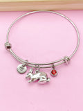 Silver Rabbit Charm Bracelet, Rabbit Animal Charm, Farmer Pet Jewelry Gift, N5747E