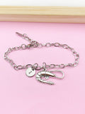 Silver Shrimp Charm Bracelet, Sea Food Animal Charm, Shrimp Jewelry Gift, N5748C