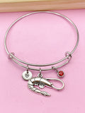 Silver Shrimp Charm Bracelet, Sea Food Animal Charm, Shrimp Jewelry Gift, N5748E