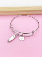 Silver Skateboard Charm Bracelet, Skateboard Jewelry Gift, N5749A