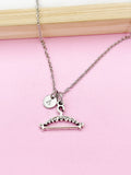 Silver Clothe Hanger Charm Necklace, Clothes Hanger Jewelry Gift, N5750E