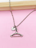 Silver Clothe Hanger Charm Necklace, Clothes Hanger Jewelry Gift, N5750E