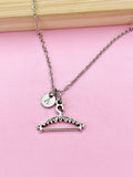 Silver Clothe Hanger Charm Necklace, Clothes Hanger Jewelry Gift, N5750E